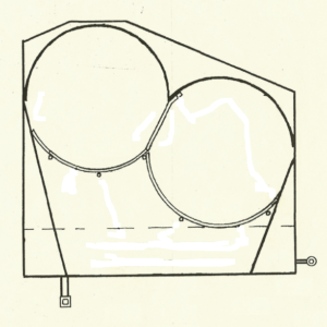 Drawing of a TD65-2 mower deck shown with hoops installed